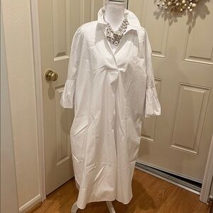 Nordstrom White cotton pull-over shirt dress.